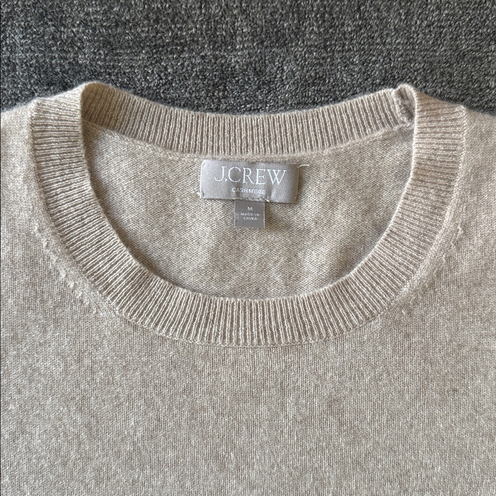 J Crew Cashmere Shrunken T-Shirt Short Sleeve Sweater CA082 Heather Linen Tan M - Picture 8 of 12